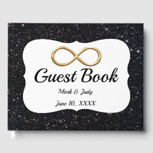 Black Glitzer Gold Infinity Gästebuch