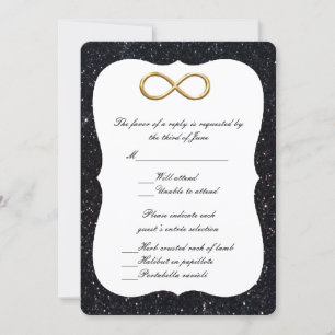 Black Glitzer Gold Infinity Response Card Einladung