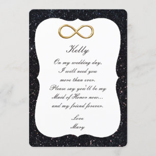 Black Glitzer Gold Infinity Trauzeugin Card Einladung