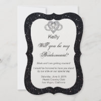 Black Glitzer Infinity Heart Bridesmaid Card