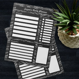 Black Glitzer Muster Personalisiert Daily Planer Notizblock