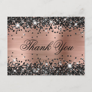 Black Glitzer Rose Gold Foil Extravagant Vielen Da Postkarte