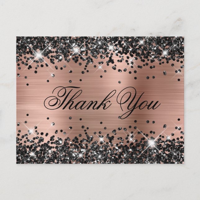 Black Glitzer Rose Gold Foil Extravagant Vielen Da Postkarte (Vorderseite)