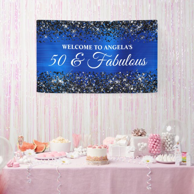 Black Glitzer Royal Blue 50 & Fabulous Geburtstag Banner (Party)