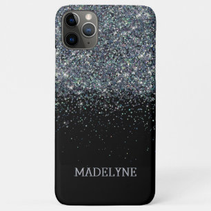 Black Glitzer Sparkle Girly Personalisierter Name Case-Mate iPhone Hülle