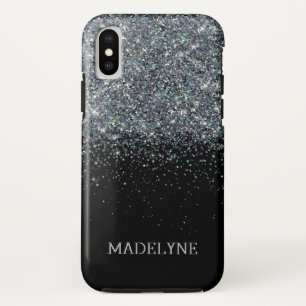 Black Glitzer Sparkle Girly Personalisierter Name Case-Mate iPhone Hülle