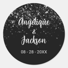 Black Glitzer Umschlag Aufkleber