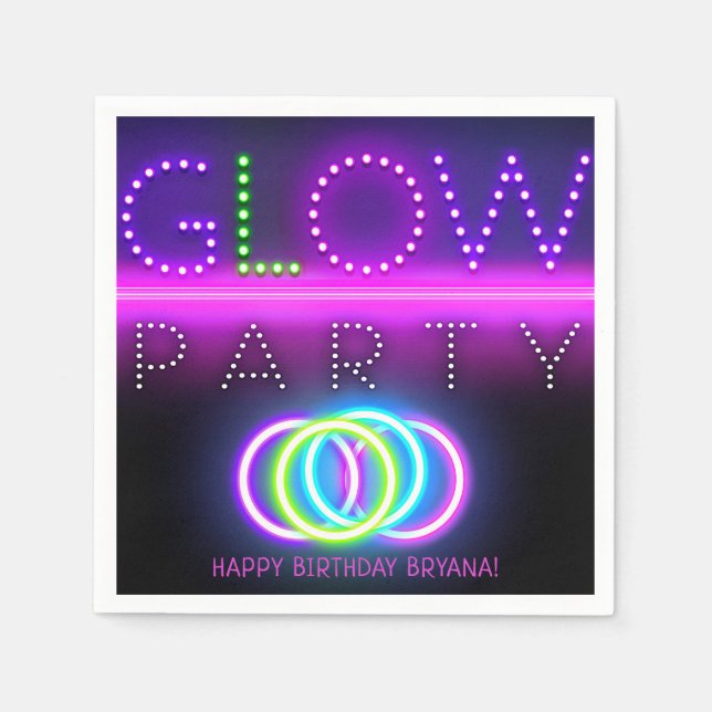Black Glow Party Neon Lights Geburtstagsparty Serviette (Vorderseite)