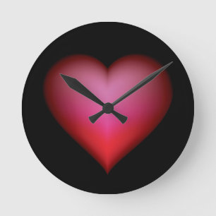BLACK GLOWING RED HEART SHAPE LOVE GRAPHICS RUNDE WANDUHR