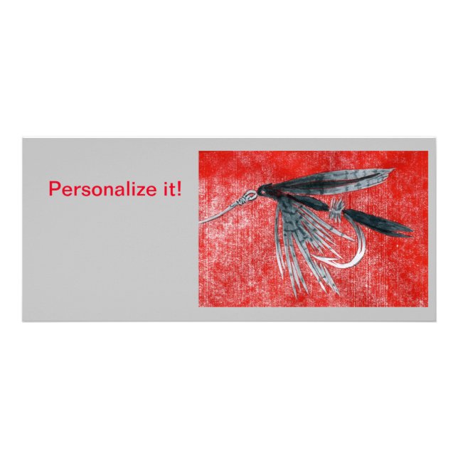 "Black Gnat" Fliegenfliege Angelkunst Werbekarte (Vorne)