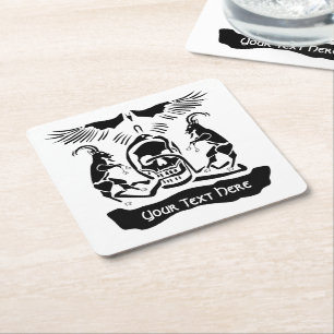 Black Goat Corrupt Trinity Wappen Rechteckiger Pappuntersetzer