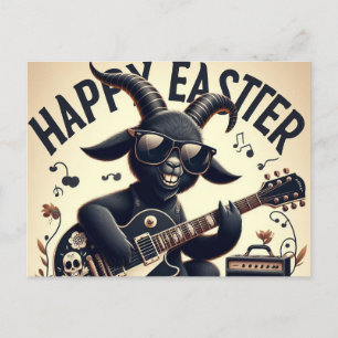 Black Goat Playing Gitarre Happy Oaster Postkarte