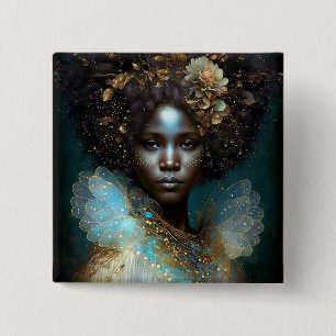 Black Goddess Fantasy Art Button