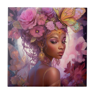 Black Goddess Pink Lila Fantasy Art Fliese