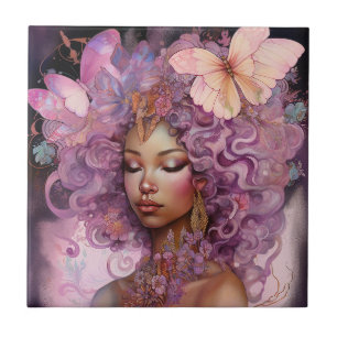 Black Goddess Pink Lila Fantasy Art Fliese
