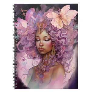 Black Goddess Pink Lila Fantasy Art Notizblock
