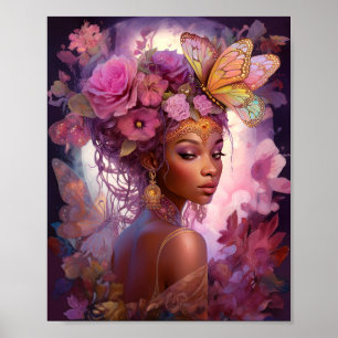 Black Goddess Pink Lila Fantasy Art Poster