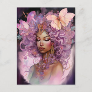 Black Goddess Pink Lila Fantasy Art Postkarte