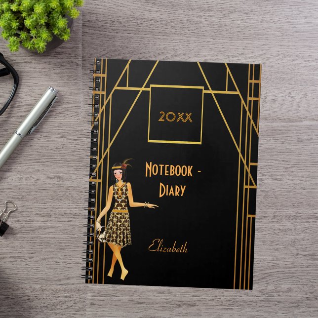 Black Gold 1920’s Art Deco Retro Diary Notizblock (Von Creator hochgeladen)