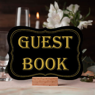 Black & Gold 1920er Gatsby Wedding Guest Book Sign Einladung