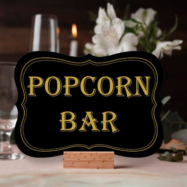 Black Gold 1920er Gatsby Wedding Popcorn Bar Sign Einladung (Von Creator hochgeladen)