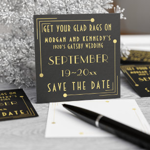 Black Gold 1920er Hochzeit Save the Dates 100 Pack