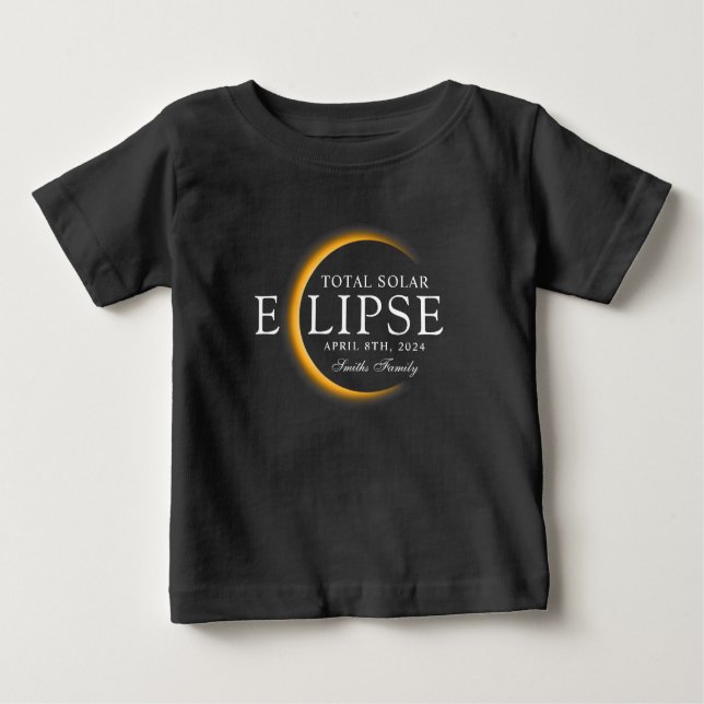 Black & Gold 2024 Texas Total Solar Eclipse Famili Baby T-shirt (Vorderseite)