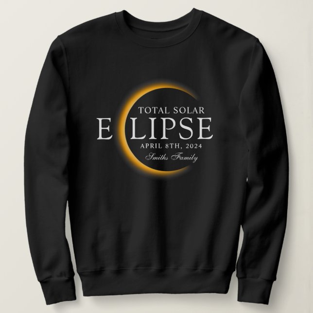Black & Gold 2024 Texas Total Solar Eclipse Famili Sweatshirt (Design vorne)