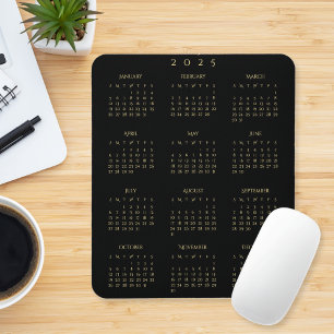 Black Gold 2025 Full Year Calendar Zuhause Office Mousepad
