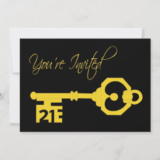 Black & Gold 21. Geburtstag Party Einladung