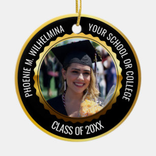 Black & Gold 2 Foto Abschluss Class 2023 Keramik Ornament
