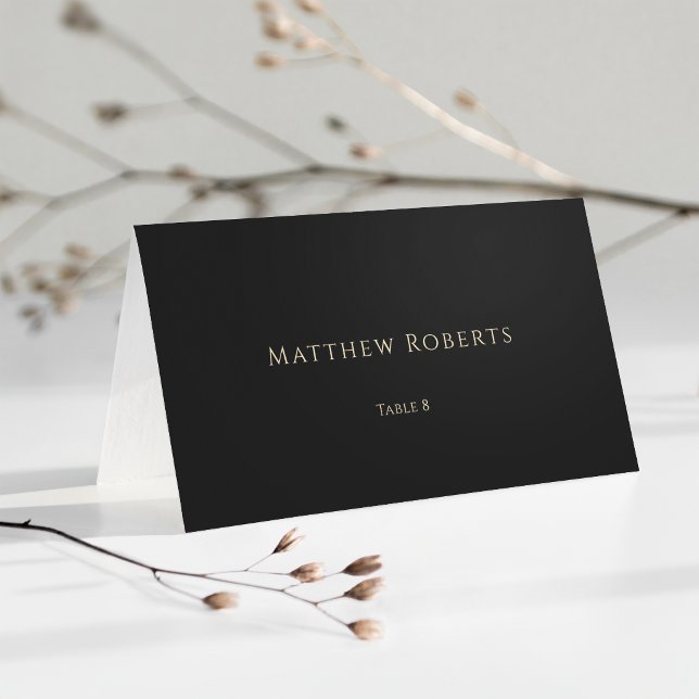 Black Gold 30. 40. 50. 60. Geburtstagsfeier Platzkarte (Elegant Black & Gold 30th Birthday Party Place Card)