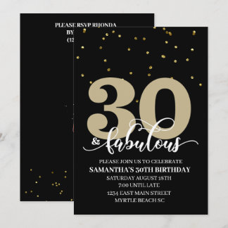 Black Gold 30 und fabelhafte Geburtstagsparty Einladung