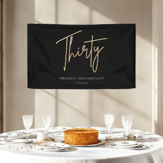 Black & Gold 30th Birthday Party Welcome Banner
