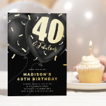 Black Gold 40. Geburtstag Party Einladung<br><div class="desc">Die perfekte Art, einen Meilenstein des 40. Geburtstages zu feiern: Real Foil 40. Geburtstag Party Einladungen. Dieses stilvolle Set der Einladungen spiegelt das schicke, moderne Aussehen einer 40. Geburtstagsfeier wider. Mit klassischem schwarzem Hintergrund und lebendiger Konfetti aus Gold und Weiß ist das Design der perfekte Set für einen besonderen Meilenstein....</div>