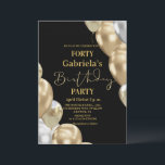 Black Gold 40th Birthday   Einladung<br><div class="desc">Modern black and gold with silver invitation Template is perfect for stylish birthday party. Elegant-minimalistic themed invite is full of fun and modern design elements,  elegant calligraphy and modern fonts. Birthdays are special days,  and this invite can help it make a memorable for friends.</div>