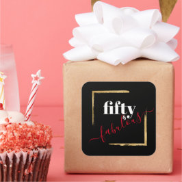 Black & Gold 50. 50 und fabelhafter Geburtstag Quadratischer Aufkleber
