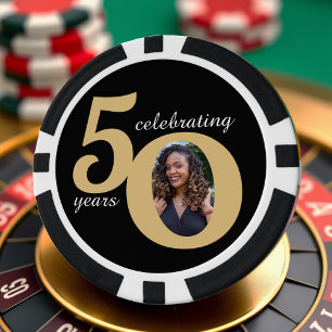 Black & Gold 50 Foto 50 Jahre 50. Geburtstag Pokerchips