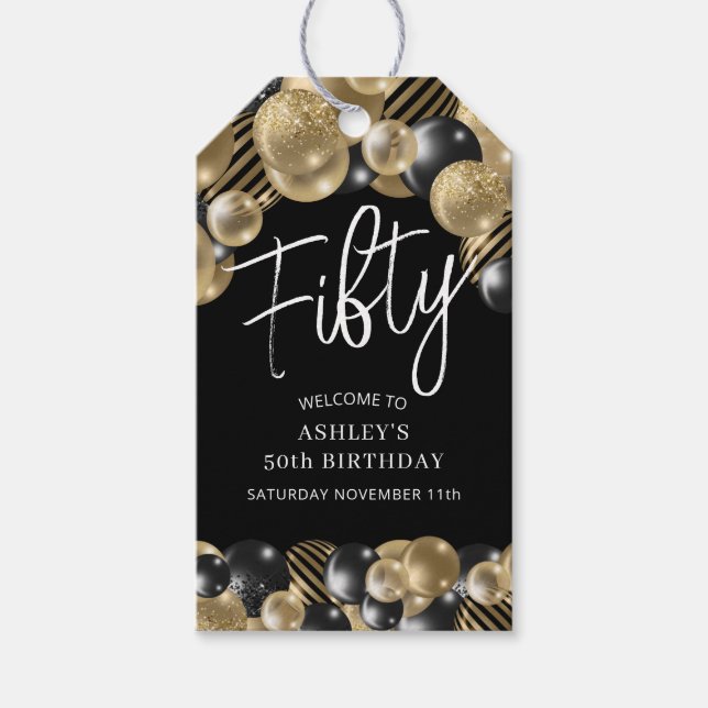 Black Gold 50. Geburtstag Geschenkanhänger (Vorderseite)