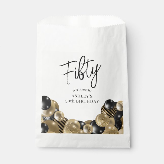 Black Gold 50. Geburtstag Geschenktütchen (Vorderseite)