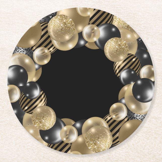 Black Gold 50. Geburtstag Runder Pappuntersetzer (Vorderseite)