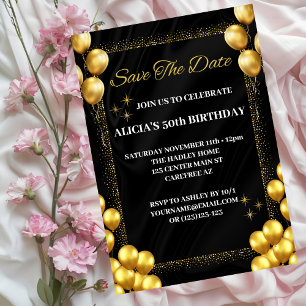 Black Gold 50. Geburtstag Save the Date Einladung