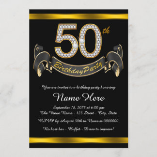 Black Gold 50. Geburtstagsparty Einladung