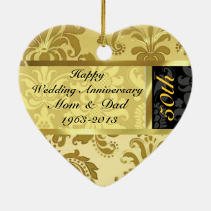 Black & Gold 50. Hochzeitsszenario Keramik Ornament
