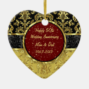 Black & Gold 50. Hochzeitsszenario Keramikornament