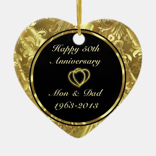 Black & Gold 50. Hochzeitsszenario Keramikornament (Vorne)