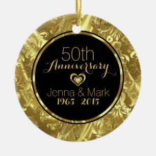 Black & Gold 50. Hochzeitsszenario Keramikornament