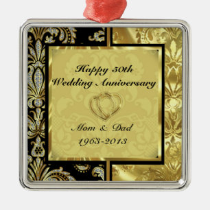 Black & Gold 50. Hochzeitsszenario Silbernes Ornament