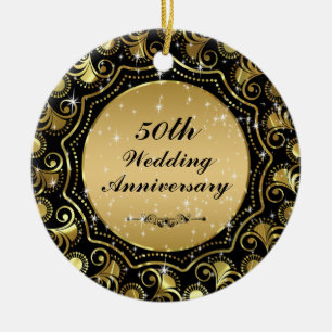 Black & Gold 50. Hochzeitsszenario zum Jubiläum 2 Keramikornament