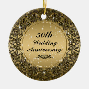 Black & Gold 50. Hochzeitsszenario zum Jubiläum 3 Keramikornament